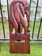 Load image into Gallery viewer, Wooden Hand curved African Chair, Star gazing chair- Giraffe and Elephant curving- Medium Size