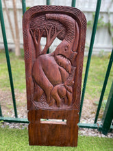 Load image into Gallery viewer, Wooden Hand curved African Chair, Star gazing chair- Giraffe and Elephant curving- Medium Size