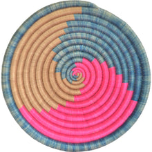 Load image into Gallery viewer, Hand-woven Fairtrade Basket/Wall art-MEDIUM-Blu Pink Gold spiral