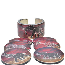 Load image into Gallery viewer, Soapstone coaster set (Purple with Elephant carving)