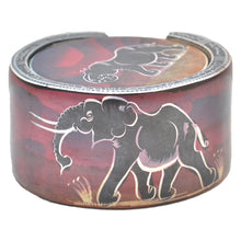 Load image into Gallery viewer, Soapstone coaster set (Purple with Elephant carving)