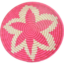 Load image into Gallery viewer, Hand-woven African Fruit/Bread basket Wall art - 33CM - Pink star and Natural