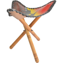Load image into Gallery viewer, Camping Stool (Elephant couple, Sunset Orange background)