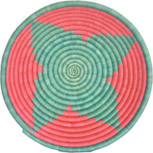 Load image into Gallery viewer, Hand-woven African Fruit/Bread basket Wall art - 30CM - Green star and Red