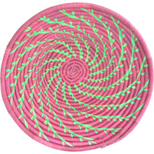 Load image into Gallery viewer, Hand-woven African Basket/Wall art -LARGE- Magenta Green