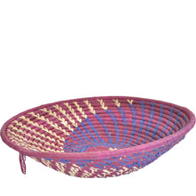 Load image into Gallery viewer, Hand-woven African Basket/Wall art-LARGE-Maroon Natural Blue lines