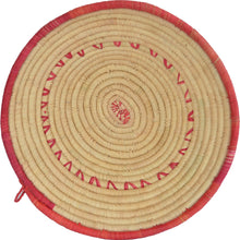 Load image into Gallery viewer, Hand-woven African Basket/Wall art-LARGE-Natural with Red