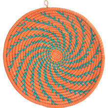Load image into Gallery viewer, Hand-woven African Basket/Wall art-LARGE-Orange Teal lines