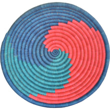 Load image into Gallery viewer, Hand-woven African Fruit/Bread basket Wall art - 30CM - Red Aqua and Blue