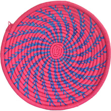 Load image into Gallery viewer, Hand-woven African Basket/Wall art-LARGE-Red Blue lines