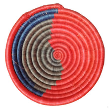 Load image into Gallery viewer, Hand-woven African Basket/Wall art-MED-Grey Blue Red