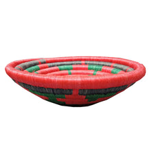 Load image into Gallery viewer, Hand-woven African Basket/Wall art-MED-Red Green star