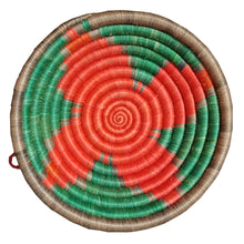 Load image into Gallery viewer, Hand-woven African Basket/Wall art-MED-Green Red star