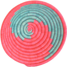 Load image into Gallery viewer, Woven African Basket/Wall art -MEDIUM- Spiral Red Aqua
