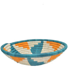 Load image into Gallery viewer, Hand-woven Fairtrade Basket/Wall art-LARGE-Teal, Orange and White