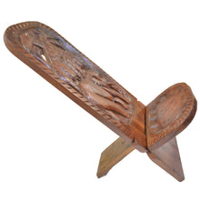 Load image into Gallery viewer, Wooden Hand curved African Chair, Star gazing chair- Giraffe and Elephant curving- Medium Size