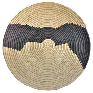 Rare Hand-woven African Flat Basket/Wall art -56CM- Black White
