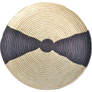 Rare Hand-woven African Flat Basket/Wall art -50CM- Black White