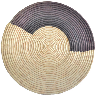 Rare Hand-woven African Flat Basket/Wall art -57CM- Black White