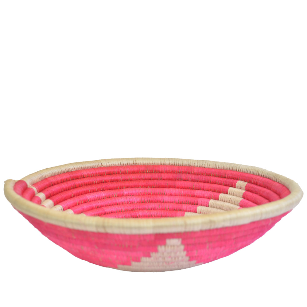 Hand-woven African Basket/Wall art -30CM- Beige Pink