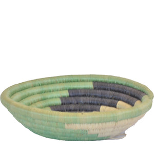 Hand-woven African Basket/Wall art -MEDIUM-Black Light Green