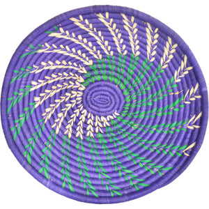Hand-woven African Basket/Wall art-XLARGE-Blue Natural Green line