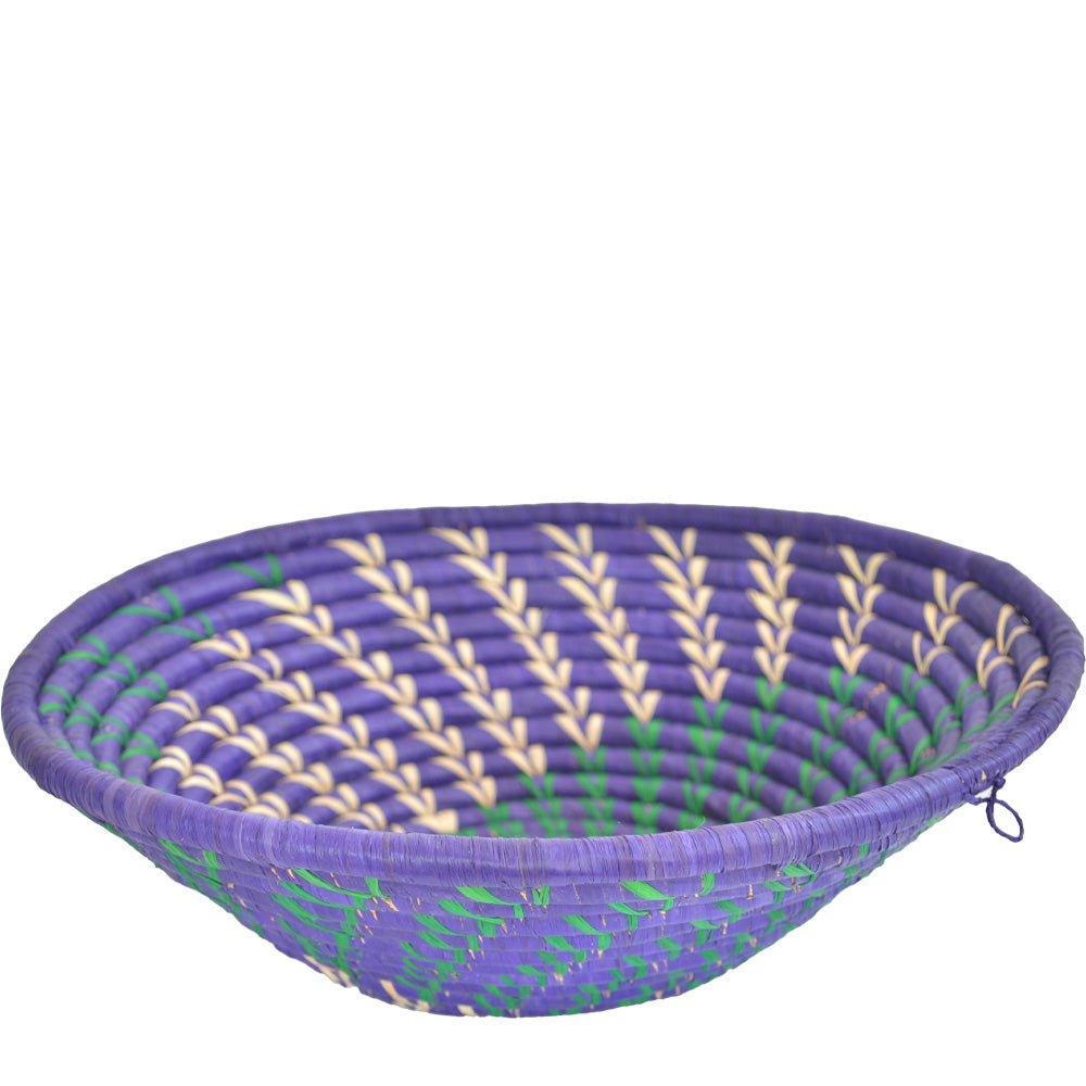 Hand-woven African Basket/Wall art-XLARGE-Blue Natural Green line