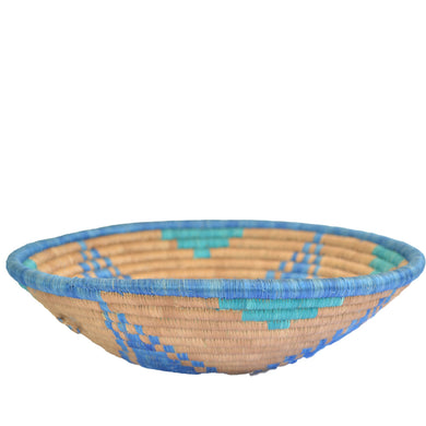 Hand-woven African Basket/Wall art -30CM- Blue Brown