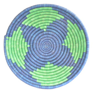 Hand-woven African Basket/Wall art -30CM- Blue Green