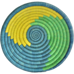 Hand-woven African Basket/Wall art -MEDIUM-Blue Green Yellow