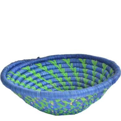 woven African Basket/Wall art -MEDIUM- Blue Green