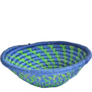 woven African Basket/Wall art -MEDIUM- Blue Green