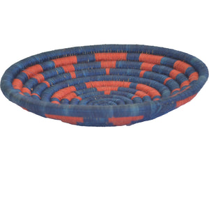 Hand-woven African Basket/Wall art -MEDIUM- BlueRed