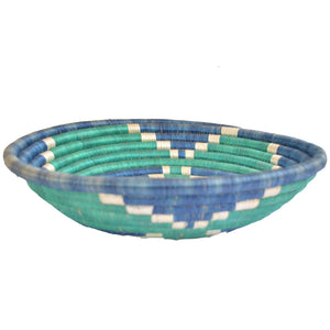 Hand-woven African Basket/Wall art -30CM- Blue White