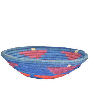 Hand-woven African Basket/Wall art -30CM- Blue Orange