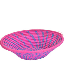 Load image into Gallery viewer, Hand-woven African Basket/Wall art-LARGE-Bright Pink Blue lines
