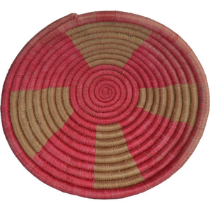 Hand-woven African Basket/Wall art -MEDIUM-Light brown Pink