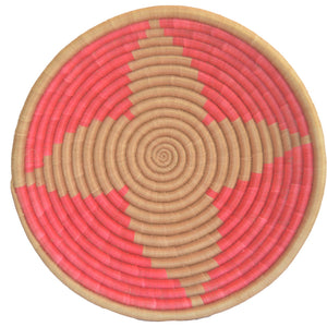 Hand-woven African Basket/Wall art -30CM- BrownPink