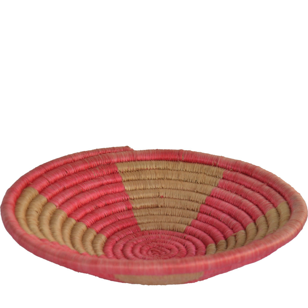 Hand-woven African Basket/Wall art -MEDIUM-Light brown Pink