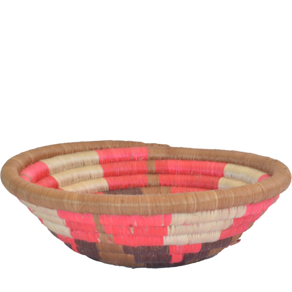 Hand-woven African Basket/Wall art -MEDIUM-Brown Pink
