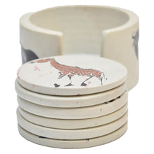 Load image into Gallery viewer, Soapstone coaster set (Natural with Rhino carving)
