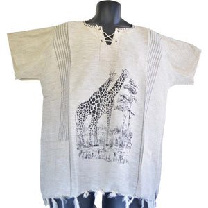 Handmade cotton shirt (Giraffe with Grey lines)