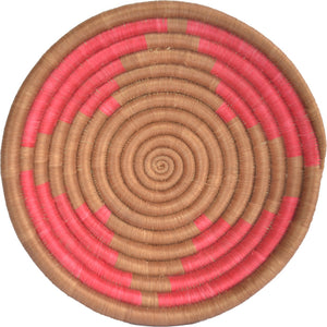 Hand-woven Fairtrade Basket/Wall art-MEDIUM-Gold star Pink
