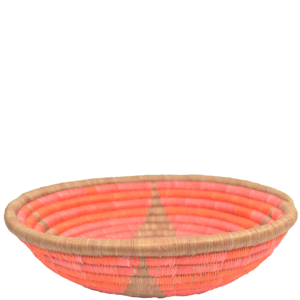 Hand-woven African Basket/Wall art-LARGE-Gold star Salmon Pink