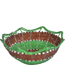 Load image into Gallery viewer, Maasai Bead basket, Medium (Green and Brown)