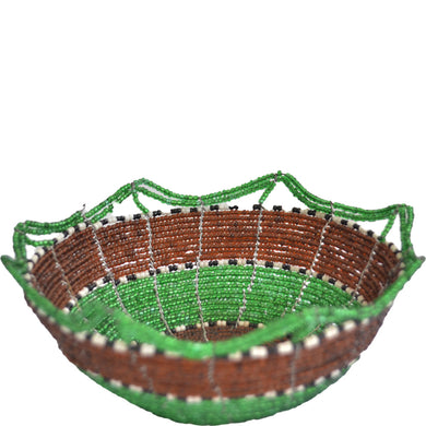 Maasai Bead basket, Medium (Green and Brown)