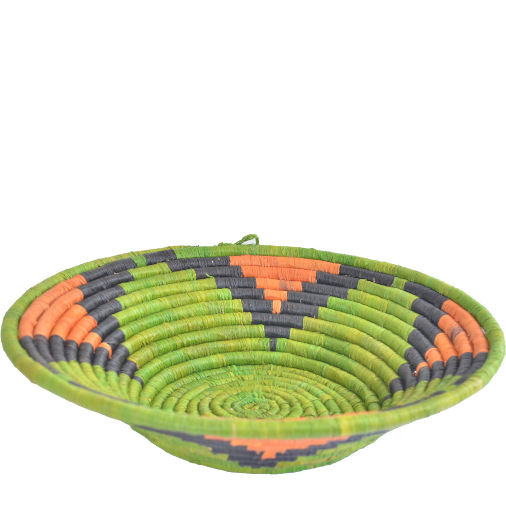 Hand-woven African Basket/Wall art -LARGE-Green Black