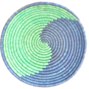 Hand-woven African Basket/Wall art -LARGE-Green Blue