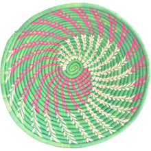 Load image into Gallery viewer, Hand-woven African Basket/Wall art -LARGE-Green Pink