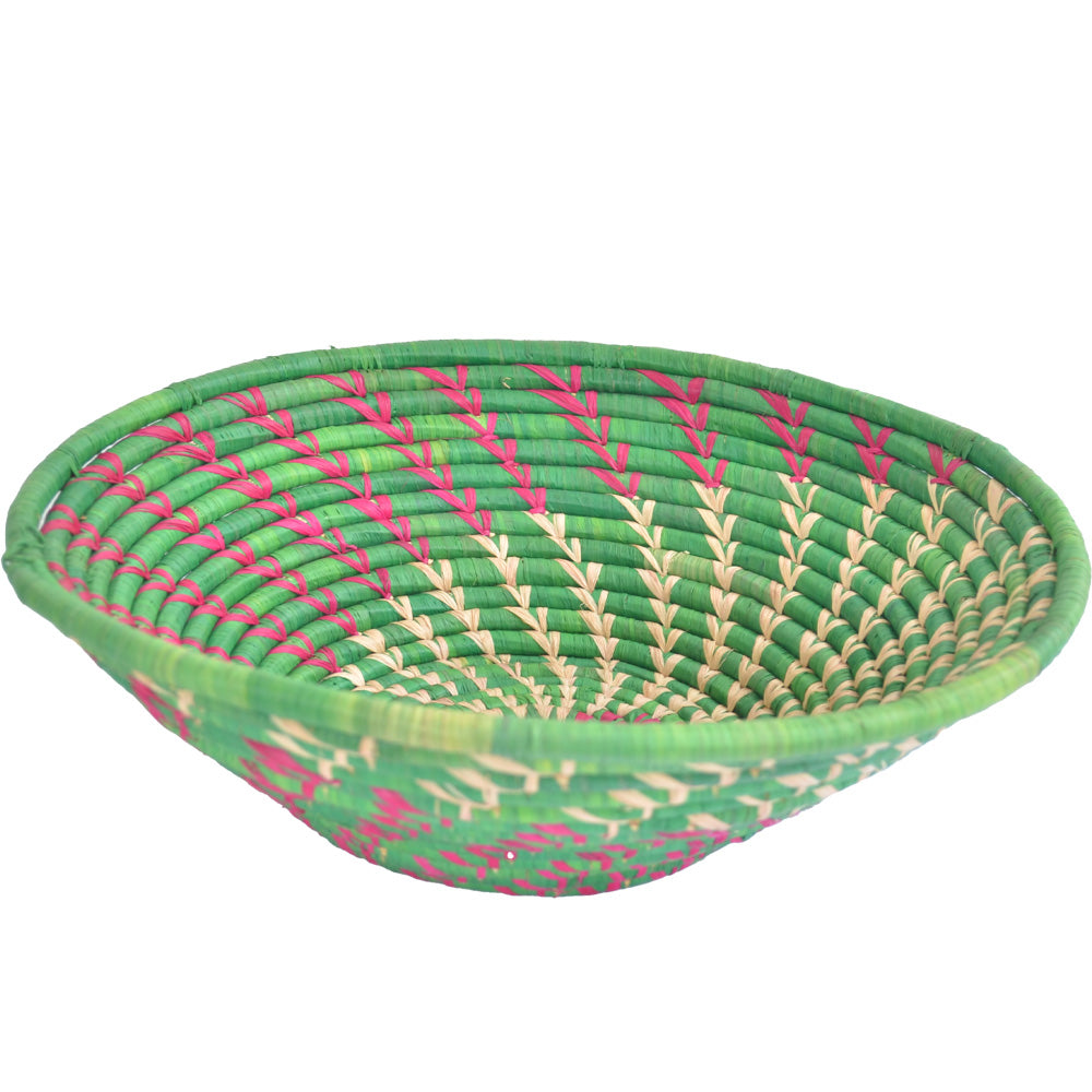 Hand-woven African Basket/Wall art -LARGE-Green Pink – Zambezi Craft